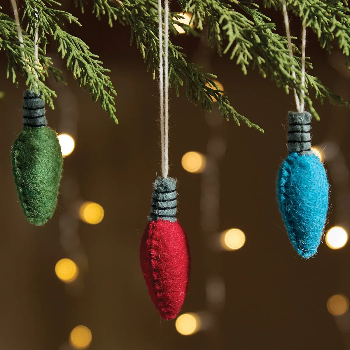 Holiday Lights Felt Ornament Set of 12