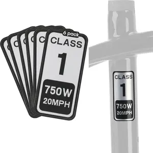 EBike Class 1 Stickers, 750W 20MPH Labels, Waterproof Decals for Electric Bicycle Frame, 6-Pack