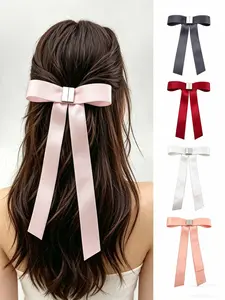 2pcs 25cm Sweet Bow Hair Clips Set, Magnetic Fabric Butterfly Design, Perfect Gift for Daily Use & Dates, Detachable Style, Barrettes