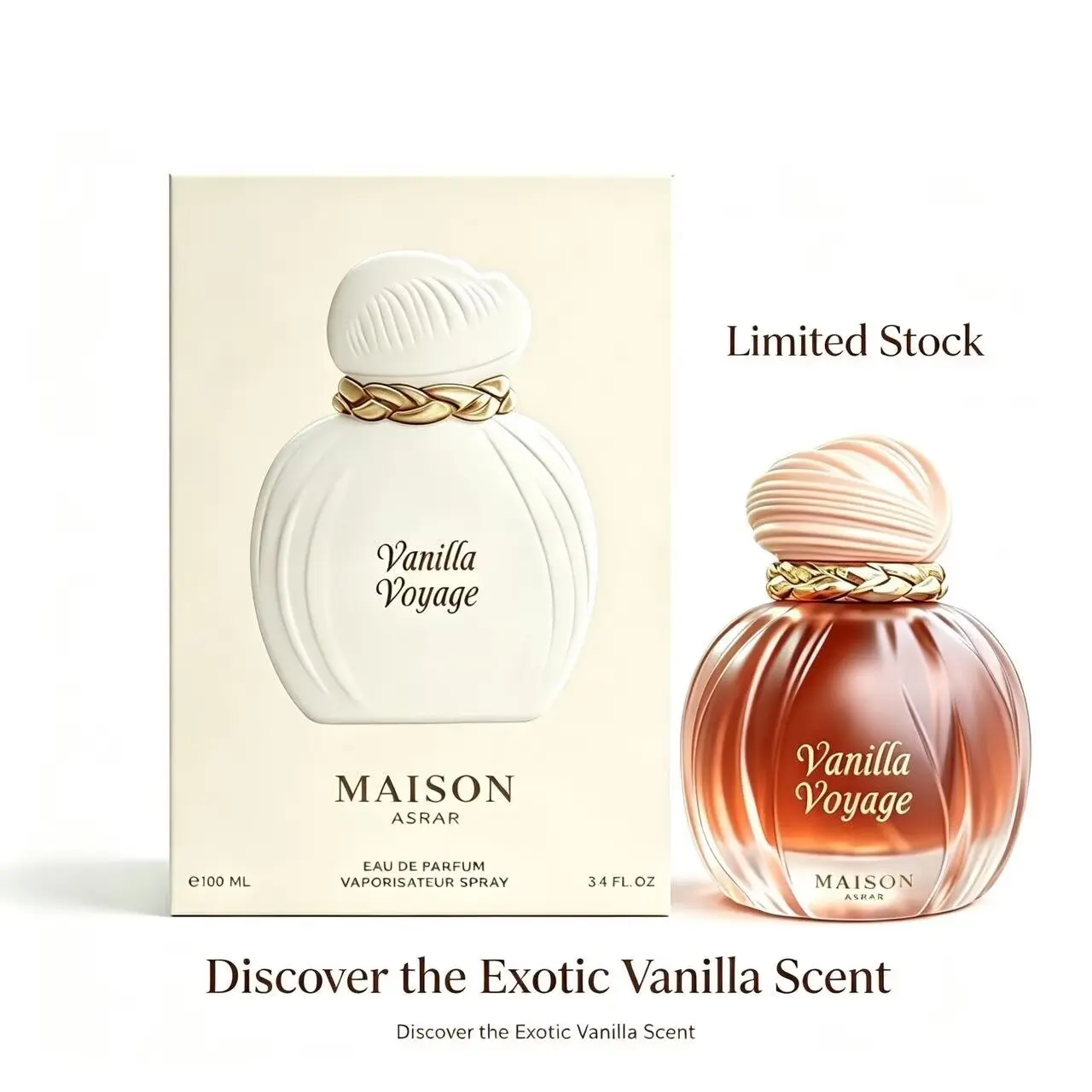 Vanilla Gourmand Perfume 100ML, Sweet Caramel Honey Eau De Parfum, Edp Perfume Fragrance, Amber & Musk, Long Lasting Unisex Fragrance, Vanilla Voyage