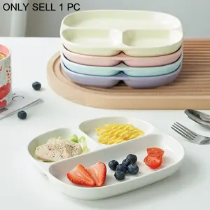 Ceramic Divided Dinner Plate, Single-Serving Portion-Control Plate for Weight Management, Household Multi-Compartment Plate for Kids, Snack Plate for Diet