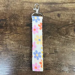 Flower Power Fabric Keychain Wristlet