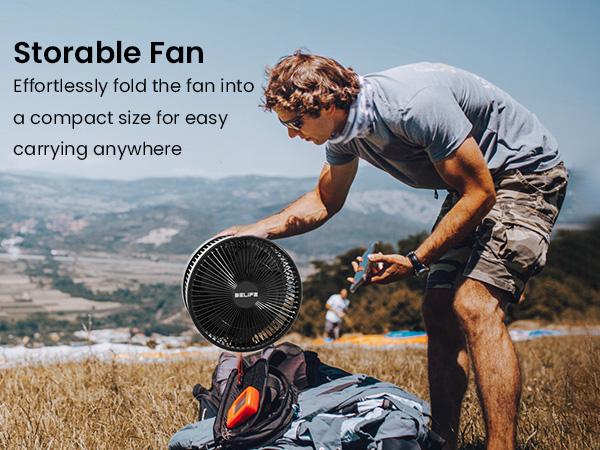 Belife X10 Portable Fan, Cordless Oscillating Fan with Remote, Foldable Adjustable Height Fan with LED Light & Timer, USB Rechargeable 7200mAh Battery Operated Camping Fan for Travel Home Sleeping