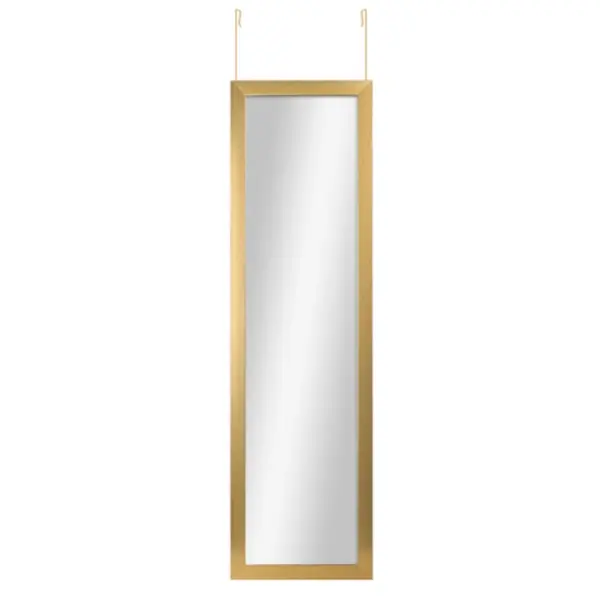 Over-the-Door Rectangular Mirror, Gold, 14.25 in x 50.45 in