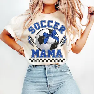 Retro Checkered Soccer Mama Coquette, Soccer Game Day, Soccer Bow Tshirt