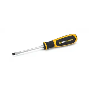 GearWrench 0.25 x 4 in. Dual-Material Slotted Screwdriver, Hardware Flat-Head Screwdrivers
