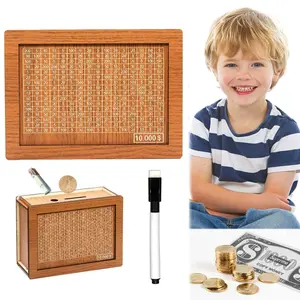 Wooden Cash Money Saving Box,Piggy Bank for Kids & Adults,10000 Savings Challenge Box,Coin Bank Toys Gift for 3-12 Year Old Boys & Girls (10000 Dollar)