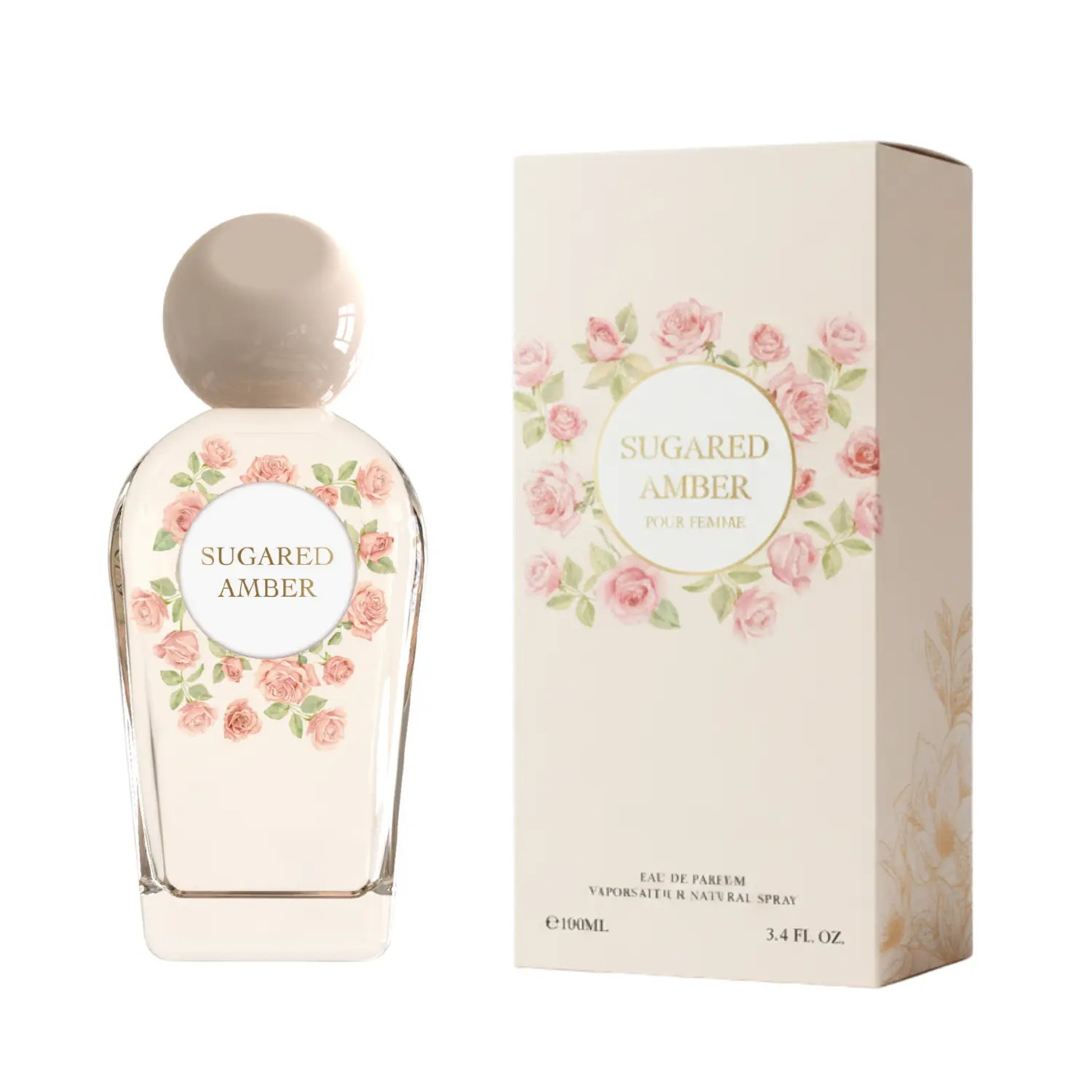 Sugared Amber, Women Perfume, Eau De Parfum (3.4 Fl Oz / 100ml) with vanilla orchid​, whipped amber​, Long Lasting and Luxury Fragrance, Made in USA