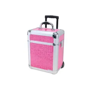TZ Case  Compact Wheeled Beauty Case, Pink Alligator