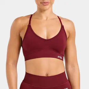 (With Logo) A.Y.B.L Adapt Seamless Gym Sports Bra V-Shaped Waistband Adjustable Straps Medium Support Soft Fabric for Optimal Fit