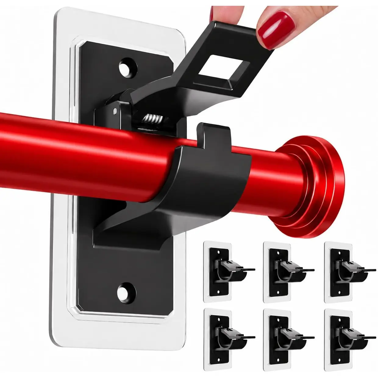 (6 Pack) Duty No Self Rod Brackets Black