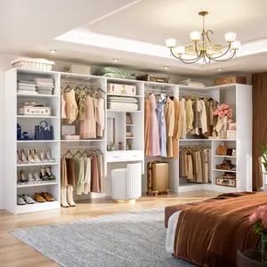 Unikito 3-in-1 Modular Closet System with Vanity Desk, Freestanding Wardrobe Organizer with 2000 lb Capacity, Customizable Walk-in Closet, 30-Minute Assembly