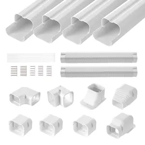 VEVOR Mini Split Line Set Cover 3-inch W 17.6Ft L,  , PVC Decorative Pipe Line Cover For Air Conditioner with 4 Straight Ducts & Full Components Easy to Install, Paintable for Heat Pumps, White