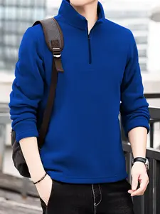 Men's Pullover Sweatshirt, Half-Zip Design, Warm Regular Fit, Suitable for Casual and Sports Wear, 1pcs