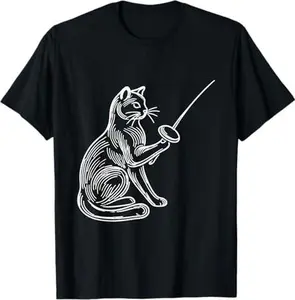 Funny Fencing Cat Shirt Combat Sport Kitten Fencer Cat Lover T-Shirt