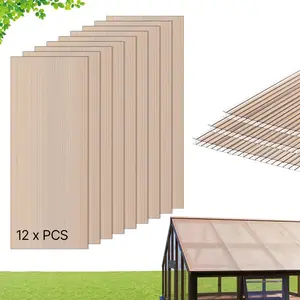 VEVOR Roof Panels, 12Pcs Polycarbonate Roofing Panels Double Layer, High Impact Corrugated Plastic Greenhouse Replacement Cover, Waterproof for Gazebos, Chicken Coops, Home, Garden (5'x 2'x 0.24)