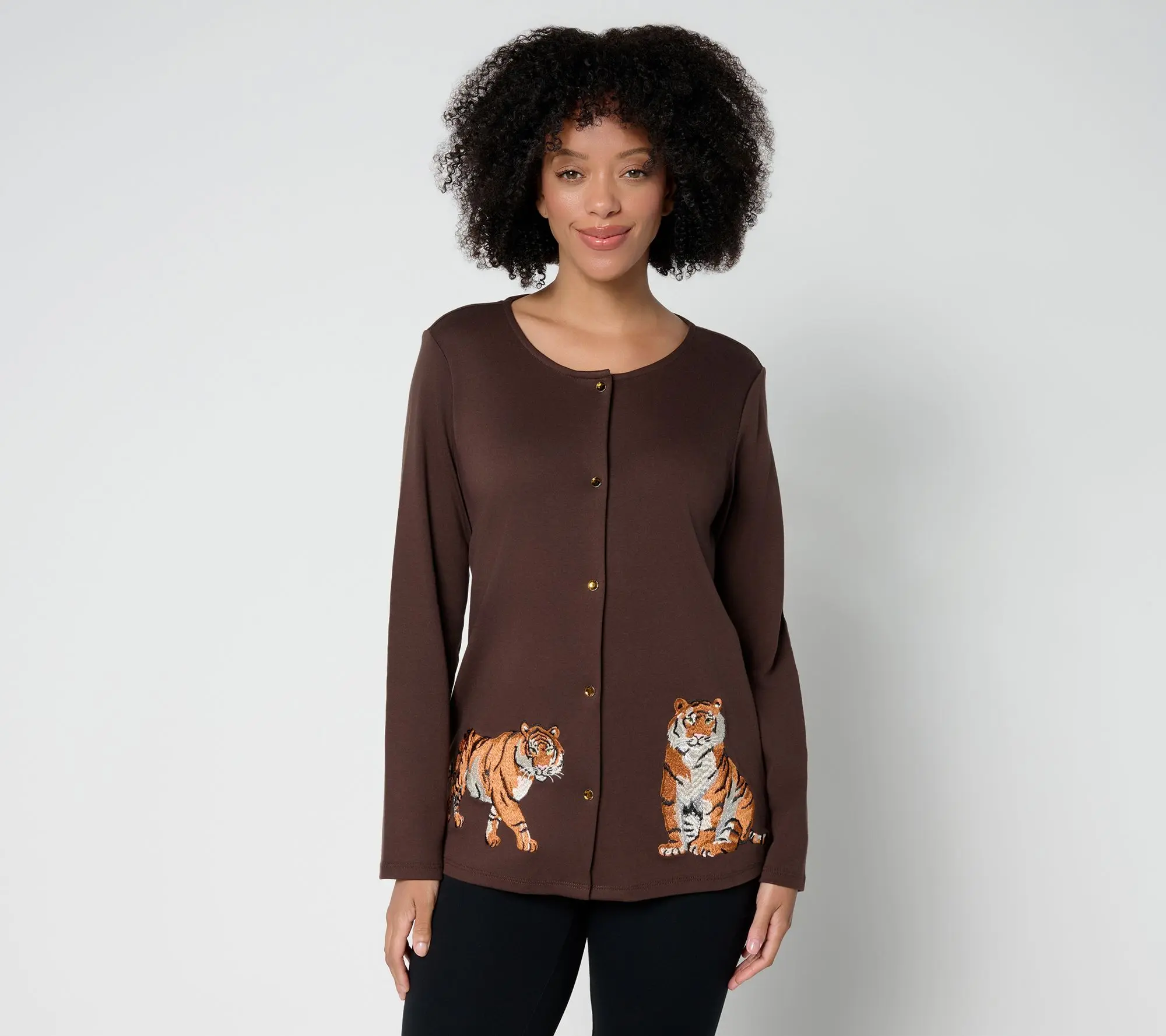 Quacker Factory On the Prowl Snap Front Cardigan