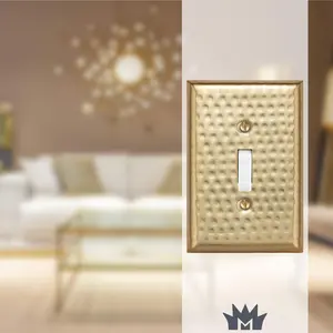 Hand Hammered Toggle Light Switch Wall Plate - Brushed Gold Finish