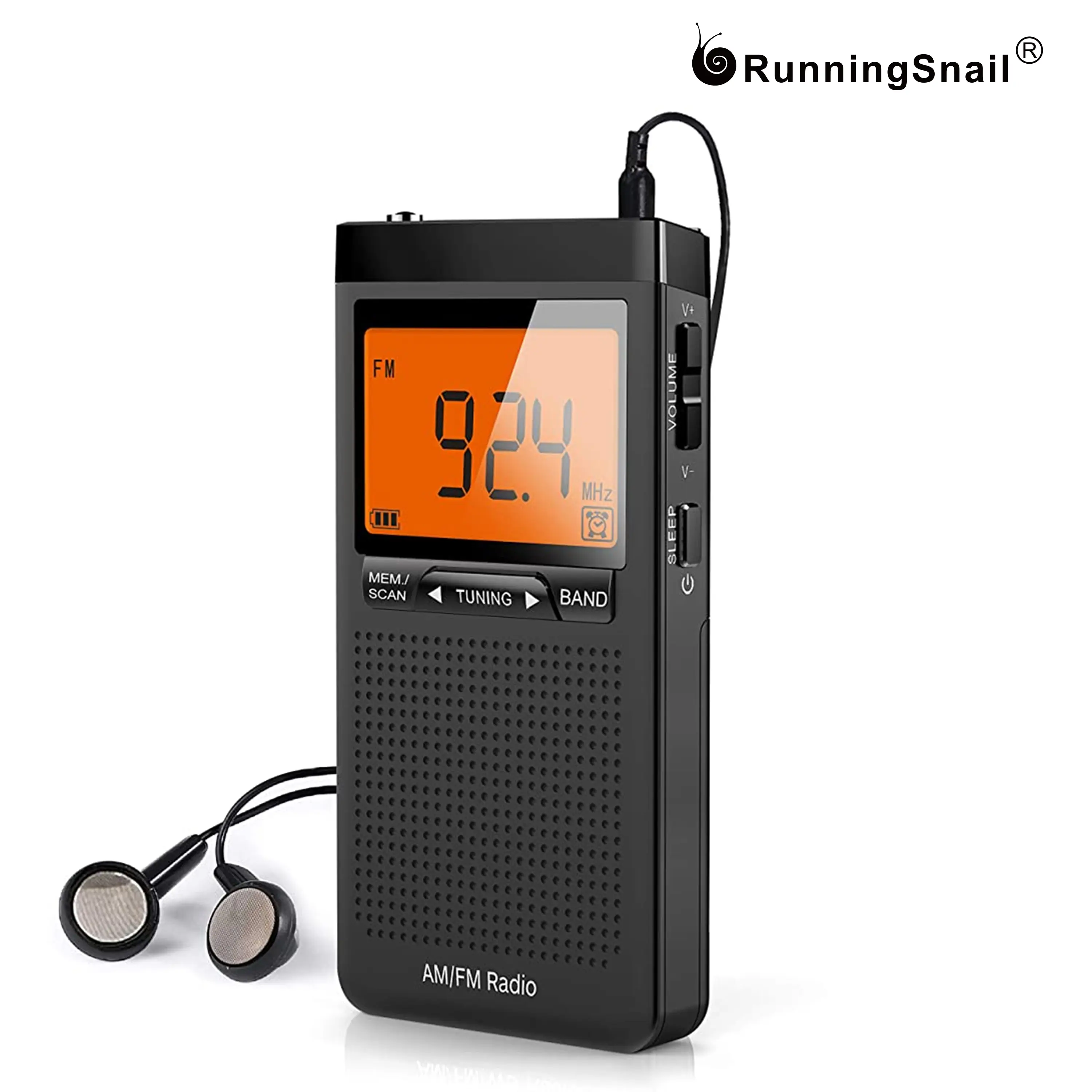 AM/FM NOAA Portable Weather Alert Radio with Best Reception, LCD Display, Earphone Jack & Digital Clock, Battery Operated for Elderly Home Use & Gift for Parents