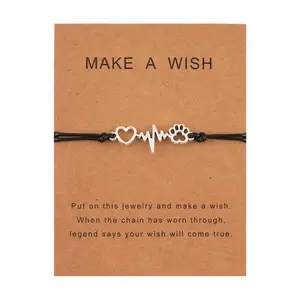 Best Friend Cat and Dog Paw Prints Pendant Charm Bracelet - Elegant Design for Cat and Dog Lovers