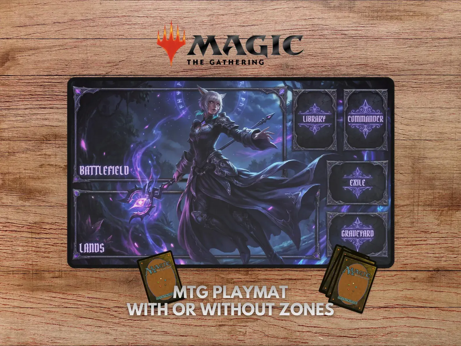 Yshtola Playmat With Zones or Art Only, Yshtola MTG Playmat with Themed Zones, Yshtola Playmat, Dark Playmat, Fantasy Playmat