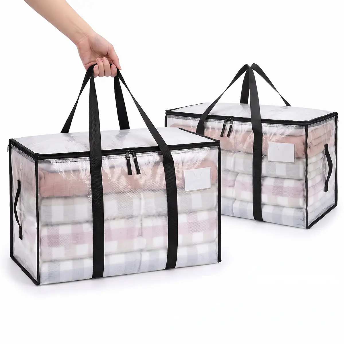 88L XL Home Storage Organizer Bag, Heavy-Duty Waterproof Multifunctional Clothing Storage Tote with Reinforced Handles, Transparent Organizer for Moving, Bedding, Clothing Storage Bag
