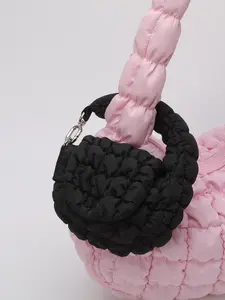 Super Mini Quilted Makeup Bag, Handheld Cosmetic Pouch, Handbag Position Opens as Hanging Piece, Suitable for Students & Adults, Perfect Gift Idea