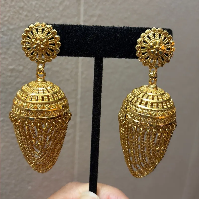 Indian Jhumka Earrings Gold-Tone - Elegant Gold Plated Jhumka Style for All Occasions Traditional Jewelry  Casual non tarnish jewelry earrings for women jewellery