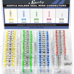 400 count Solder Seal Wire Connectors,  Self Soldering Heat Shrink  Connector Solder Sleeve  Insulated Electrical  Splice Wire Terminals for Marine Automotive Boat