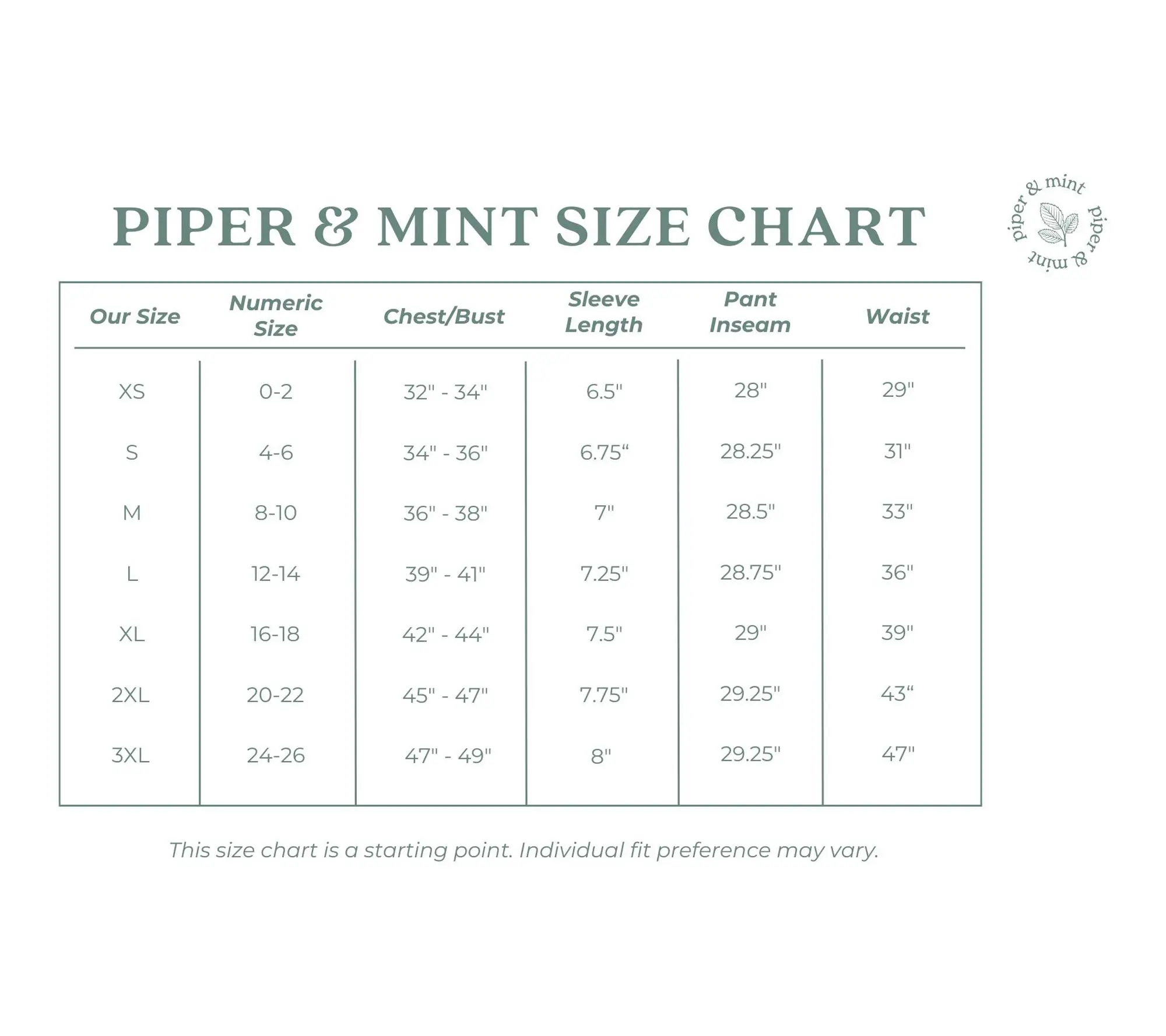 Piper & Mint Drier Nights Sleep Tee and Pant Set