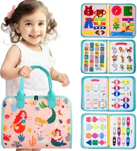 Toddler Busy Board Montessori Toys for Toddlers 1-3 Year Old Educational Activity Book Board Sensory Travel Toys Ages 2-4 Preschool Learning Fine Motor Skills Toy Quiet Book Gift for Kids