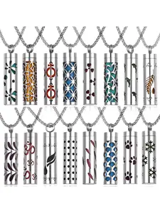 Stainless Steel Aromatherapy Cotton Pendant Necklace, Fashionable Replaceable Core Stress Relief Jewelry for Men and Women