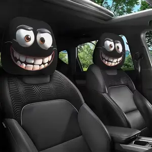 2pcs Fun Large Eye Cartoon Car Headrest Covers, Car Interior Accessory, Soft Comfortable, Perfect for Travel and Daily Commute, Easy to Clean, All Seasons Use