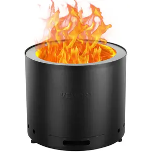 VEVOR Smokeless Fire Pit Stove Bonfire,  , H: 12.6 in x Dia: 15 in ,Wood Burning Fireplaces with Removable Ash Pan, SUS430 Stainless Steel inner Portable Outdoor Firepit, Ideal for Outdoor Patio Camping