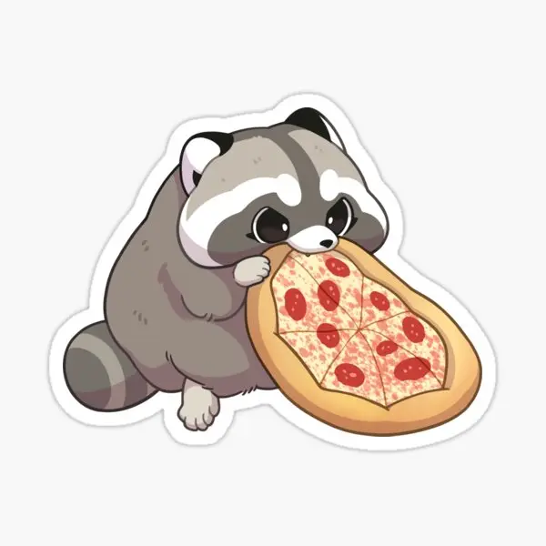 Adorable Raccoon with Pizza Sticker - Cute Animal Design for Kids & Adults - Perfect for Gift or Decoration - Fun & Whimsical Design Sticker size 3 inches