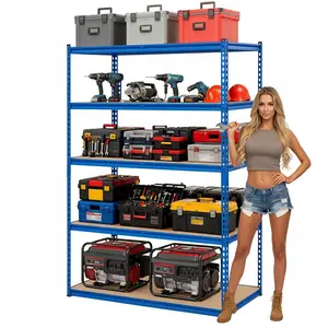 5 Tier Garage Shelving Unit, 2500 LB Capacity, 48x24 in Heavy Duty Adjustable Steel Storage Shelves, Freestanding Storage Racks for Basement Warehouse Shop,Blue