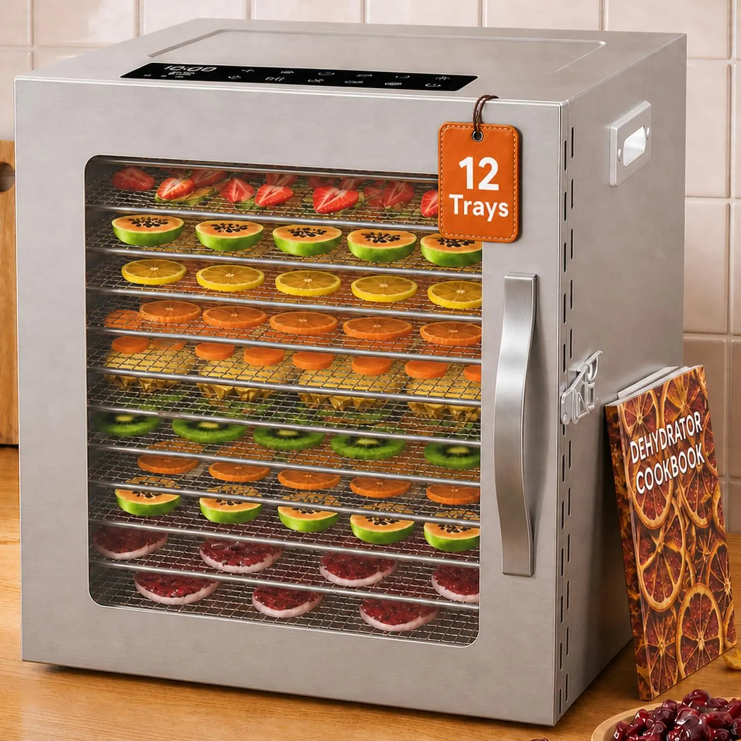 GAOMON Food Dehydrator, 12 Stainless Steel Trays, 85–170°F Temperature Control