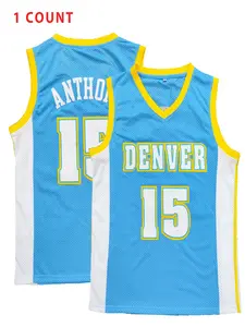 Men's Denver Print Embroidery Basketball Jersey, Sports Jersey, Loose Casual Quick Drying Breathable Basketball Vest, Basketball Jerseys for Men