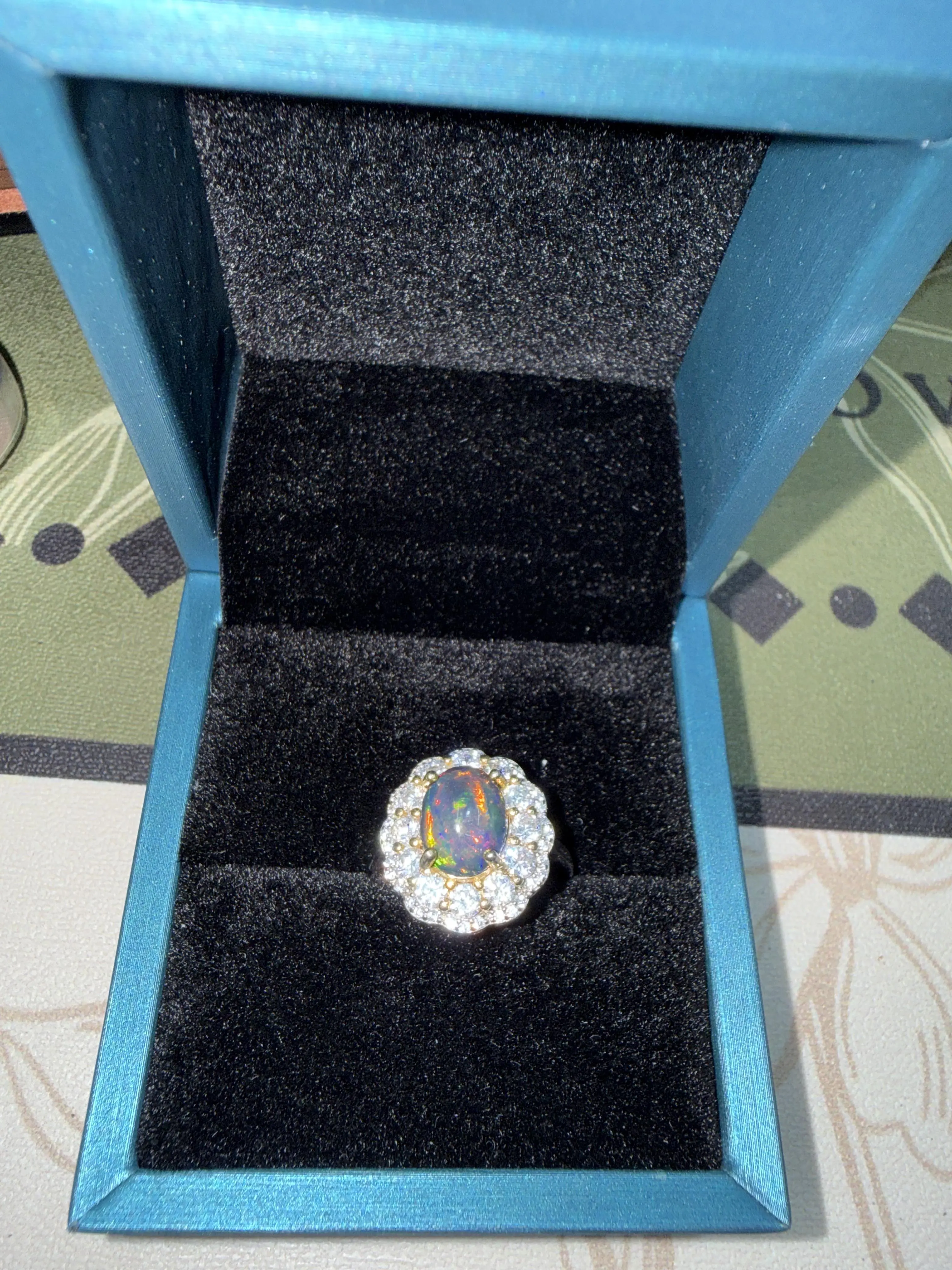 Selina(16185)gc.Black opal ring （stock 1）