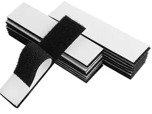 1x4 inch Hook and Loop Strips with Adhesive - 15 Sets, Black