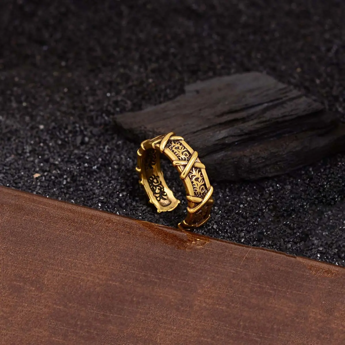 Fashionable creative simple cross pattern ring retro distressed punk hip-hop jewelry
