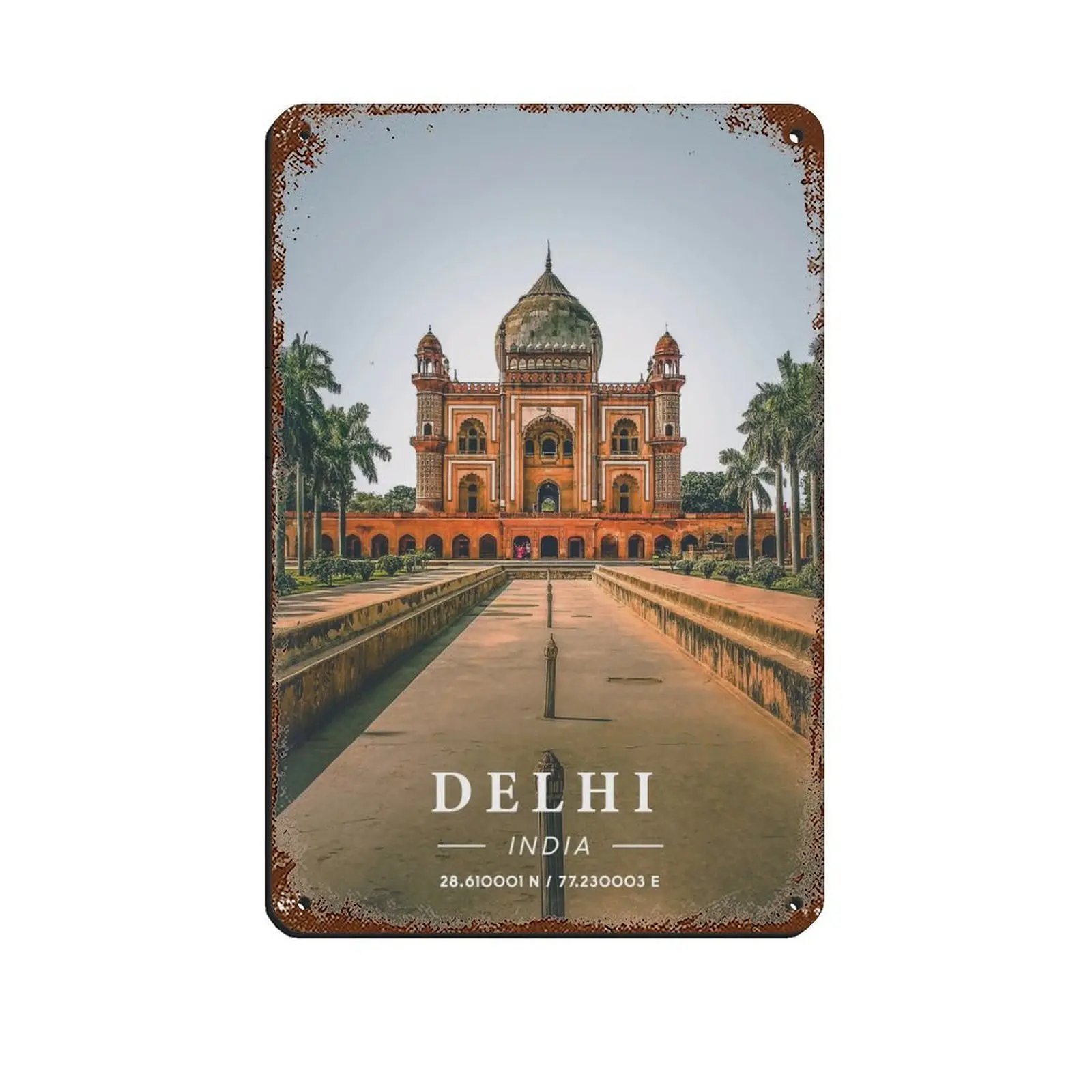 Vintage Metal Tin Signs City Coordinates Art Delhi Coordinate Art Metal Signs, Customize for Office, Business, Home, Workplace, Airbnb, Delivery Signs, Rust Free,Aluminum, Fade Resistant