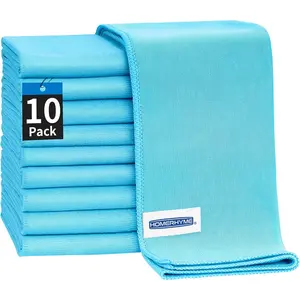 Microfiber Glass Cleaning Cloth - 10 Pack Polishing Cloths, 16" x 14" Window Cleaning Towel, Streak Free, Lint Free, Great for All Delicate Surface, Glasses, Stainless Steel, Windshield.