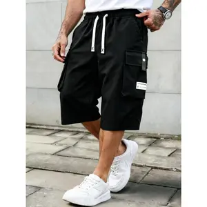 Men's cargo shorts, summer loose-fitting quick-drying athletic capri pants, trendy brand ice silk casual mid-length shorts