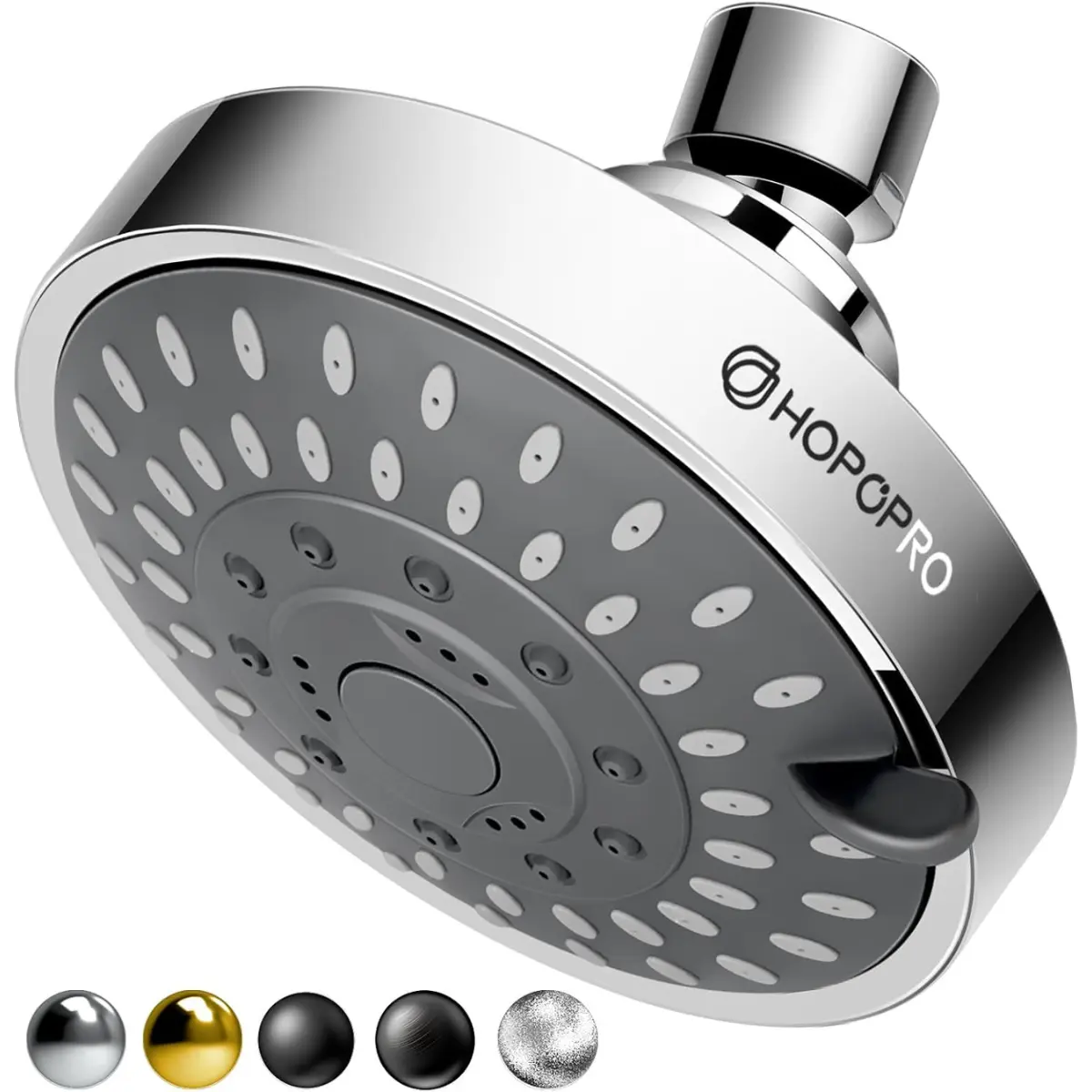HOPOPRO 4-Inch Chrome High-Pressure Fixed Shower Head, 5-Mode High-Flow Model, NBC, The Washington Post, Today TV Show Recommended, Consumer Reports Tested