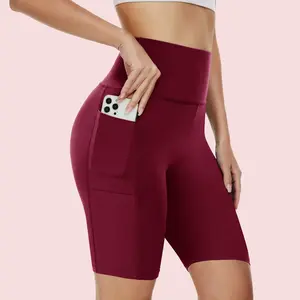 Women's High Waisted Cycling Shorts with Side Pockets, Yoga Shorts, No See-Through Full Coverage, Soft High-Elasticity 4-Way Stretch Fabric, Body-Hugging Fit for Running, Yoga & Hiking, All Season Athletic Shorts