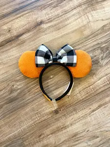 Pumpkin + Buffalo Plaid bow Ears!