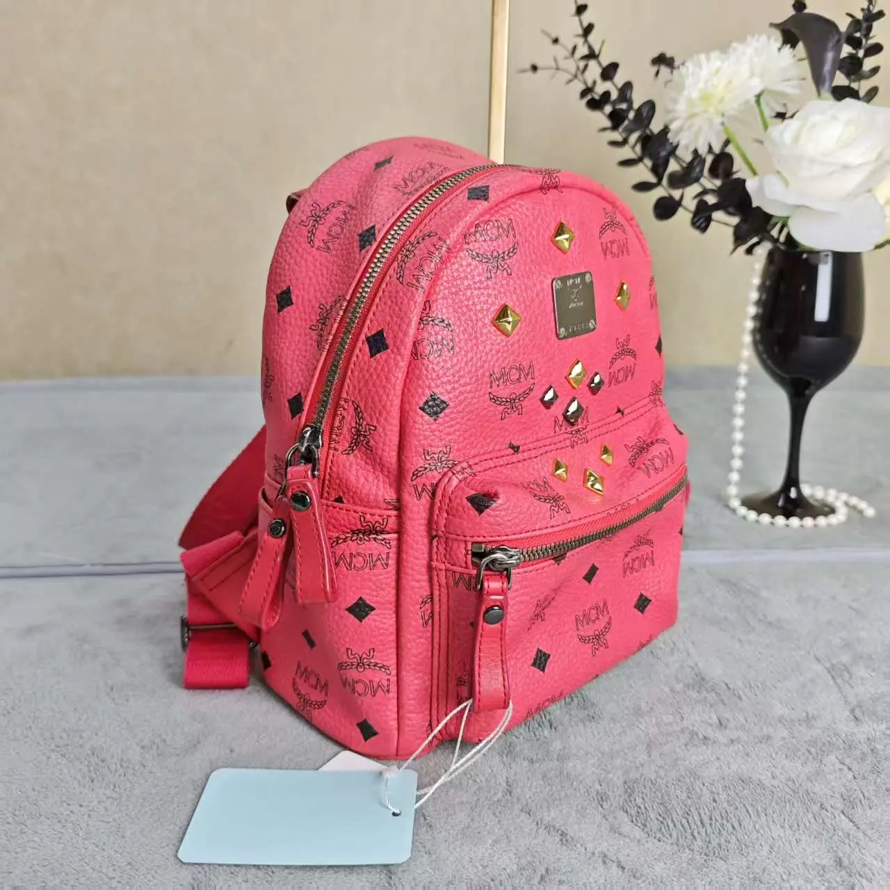 MCM Stark Visetos Top Handle Backpack Bookbag MCM Visetos Stark - Black Backpacks, Handbags - W3065043  main image 4
