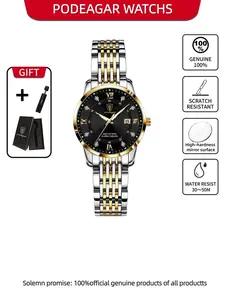 POEDAGAR exquisite and compact women's watch with diamond Roman numeral dial, elegant and fashionable waterproof stainless steel women's quartz watch