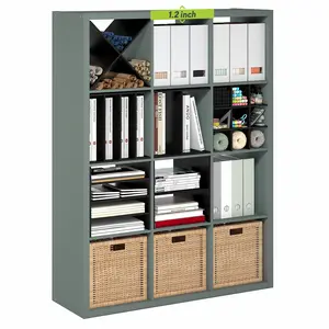 CUBICLE Book Shelf, 12-Cube Thick Frame Bookshelf, Reversible Bookcase with Open Back, 14.6 x 43.8 x 58, for Living Room, Bedroom, Home Office, Sage Green